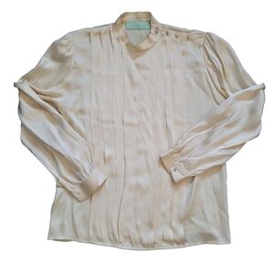 Vintage Cream Le Jardin De La Soie Paris Silk Blouse Size Small